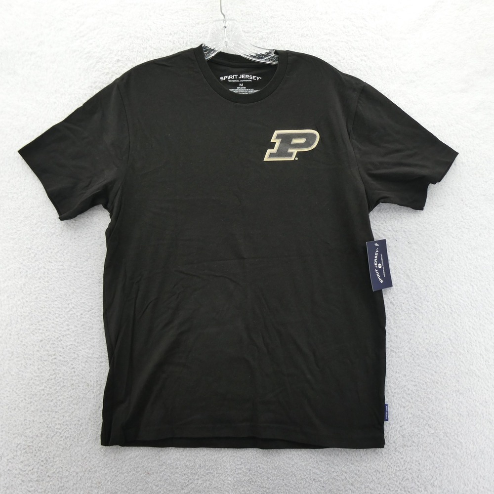 Spirit Jersey Shirt Women Medium Purdue Boilermakers Black Short Sleeve Cotton